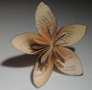 Paper flower made from a book page